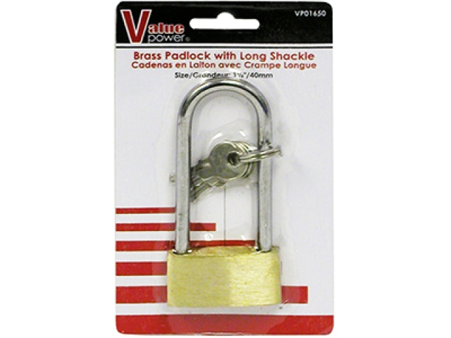 Padlock 40mm/1.5Brass LongShc\