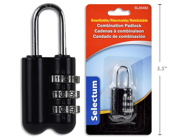 RESETABLE COMBINATION PADLOCK 3 LINE CODE