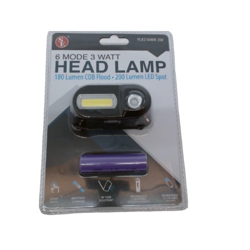 Head Lamp Rechargeable 6 Mode 3 Watt 180 Lumen COB Flood 200 Lumen LED Spot