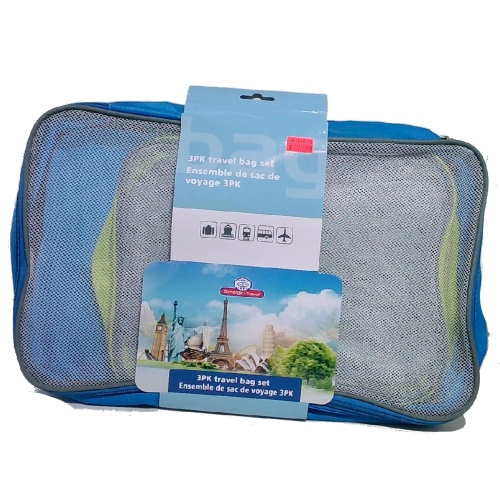 TRAVEL BAG SET 3PK 28x18x5cm, 28x23x6cm, 38x23x6cm