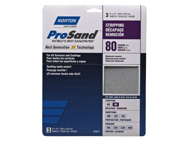 Sandpaper 9x11 80 grit 3 pack