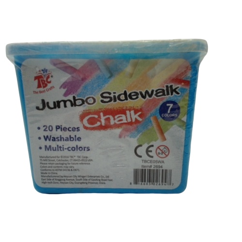 Jumbo Sidewalk Chalk 20pcs. 7 Colours