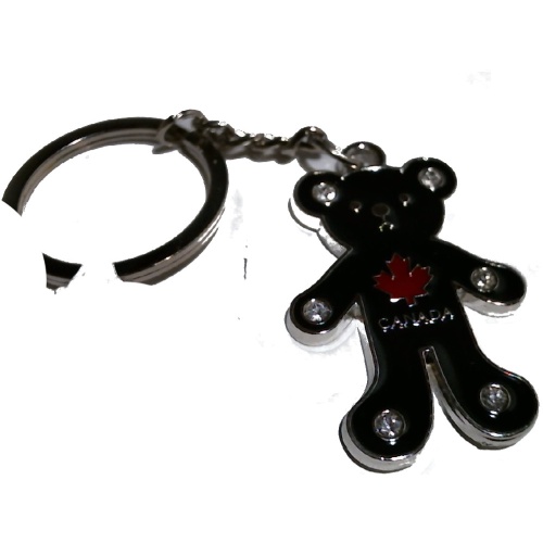 BLACK POOH STUDDED CANADA KEYCHAIN