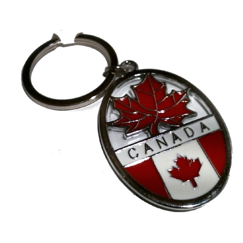 MAPLE LEAF OVAL CANADA KEYCHAIN