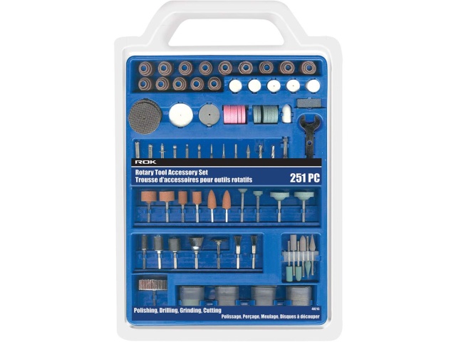 rotary tool accessory set in tray