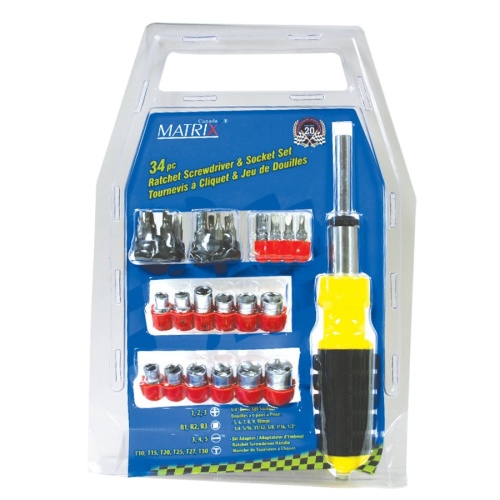 34 Pc Screwdriver & Sockets Set