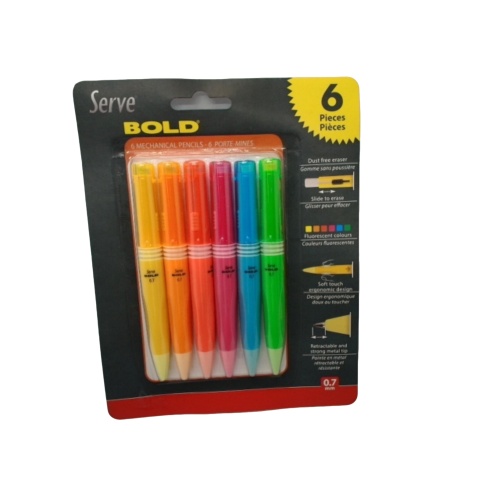 Mechanical Pencils 6pk. Ass't Colours Bold