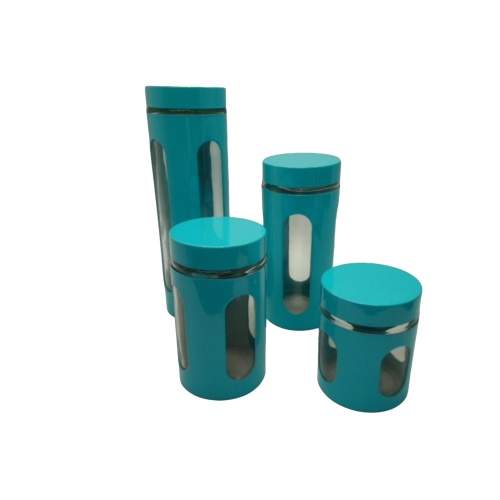 Glass Container Set 4pc. Turquoise Home Basics