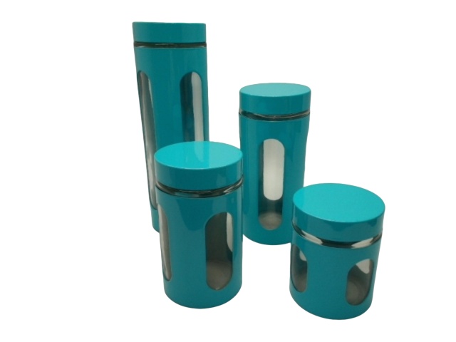 Glass Container Set 4pc. Turquoise Home Basics