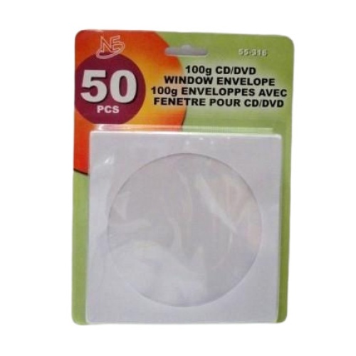 CD/DVD ENVELOPE SLEEVES 50/PK WHITE