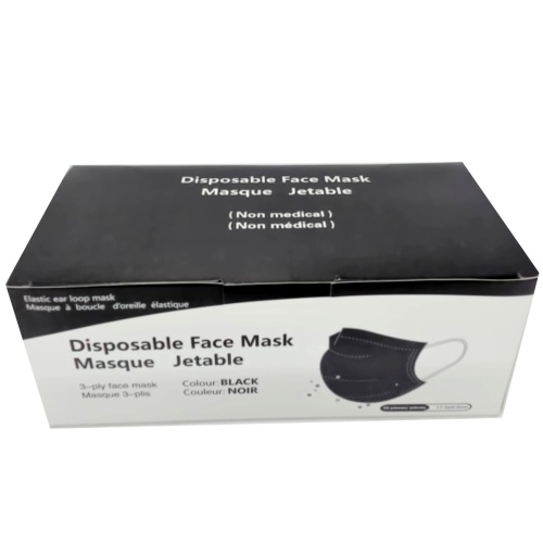 Disposable Face Mask 50pk. Black 3-Ply