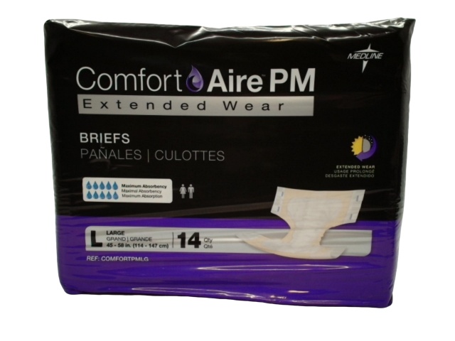 Extended Wear Briefs Large 14pk. Maximum Absorbency Comfort Aire Pm