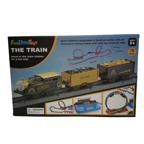 The Train Toy Railway Station w/Tracks 78pc. Set Funlittletoys