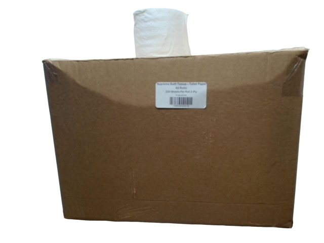 Toilet Paper 2 Ply 60 Rolls 220 Sheets Brown Box