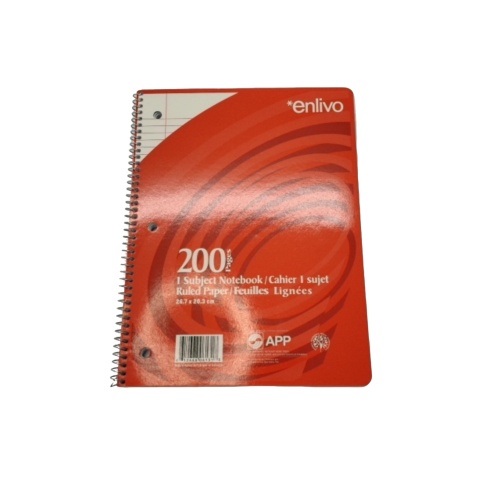 1 Subject Coiled Notebook 200 Ruled Pages Enlivo