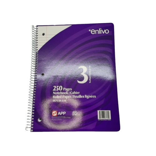 Notebook Coiled 250 Pages 3 Subjects Enlivo