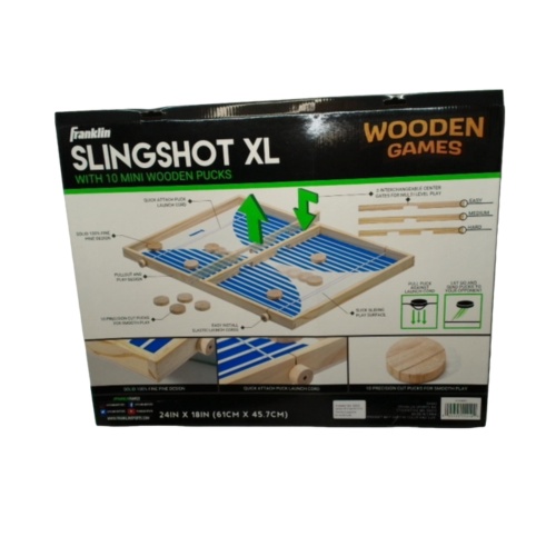 Slingshot XL Game w/10 Mini Wooden Pucks Franklin