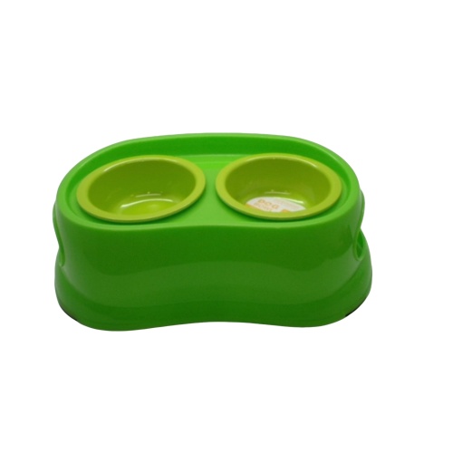 Dog Bowl Double Green Plastic Petphabet