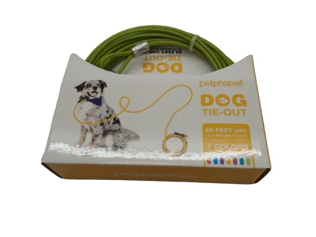 Dog Tie Out 20\' Lime Green Petphabet