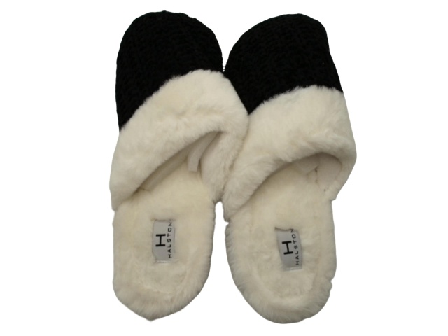 Ladies Memory Foam Slippers Black Halston