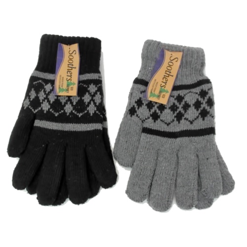 Gloves Jaquard Knit Plush Lined Soothers