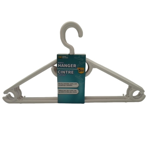 Plastic coat hanger - 5 piece white