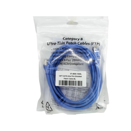 CAT8 Network Cable 15 Foot Blue