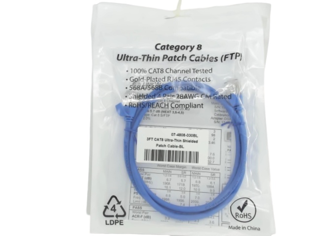 CAT8 Network Cable 3 Foot Blue