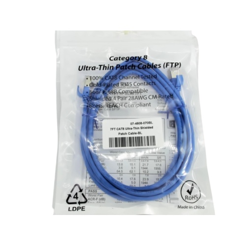 CAT8 Network Cable 7 Foot Blue