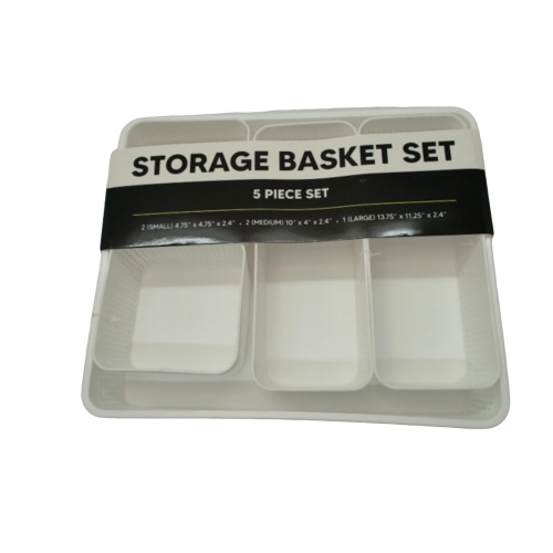 5pc. Storage Basket Set White Plastic