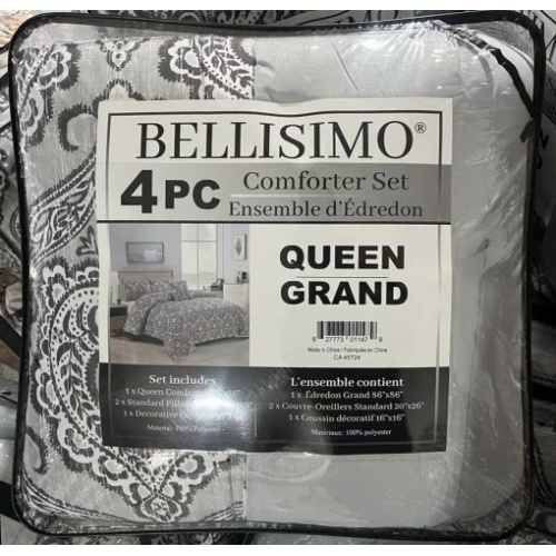 4PC Comforter Set – Jacquard / Grey Queen