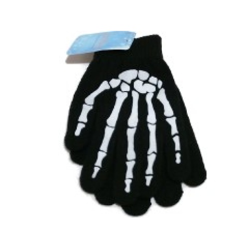 Gloves Skeleton Adult Black