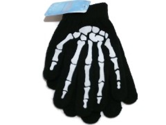 Gloves Skeleton Adult Black