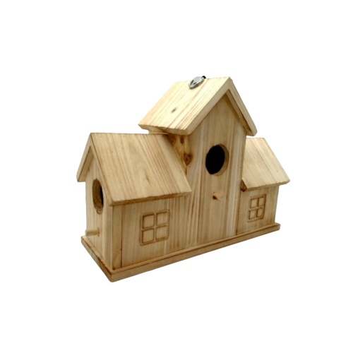 Wooden 3 Hole Hanging Bird House