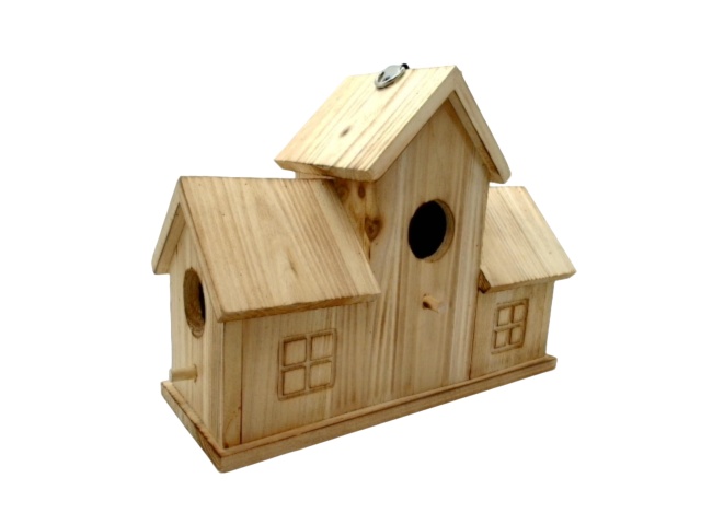 Wooden 3 Hole Hanging Bird House