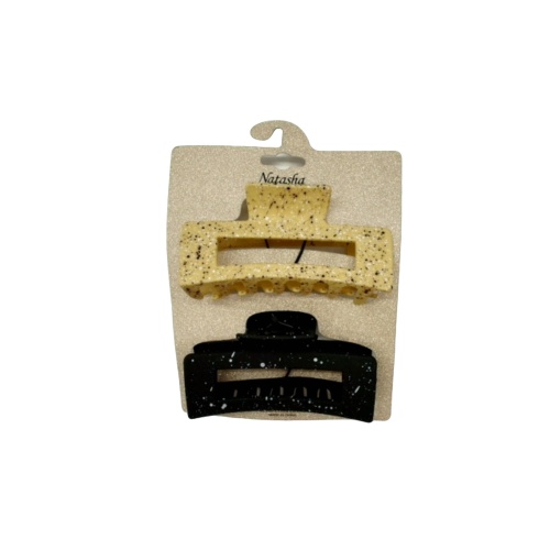 Hair Clips 2pk. Speckled Black/Butter Natasha