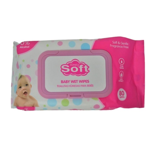 SIMPLY SOFT BABY WET 80 WIPES PINK