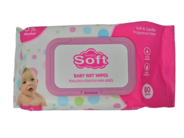 SIMPLY SOFT BABY WET 80 WIPES PINK