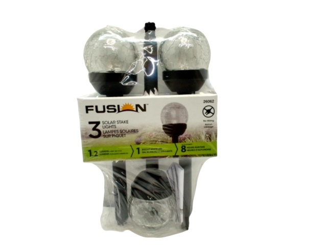 Solar Stake Light 3pk. Crackle Ball Fusion